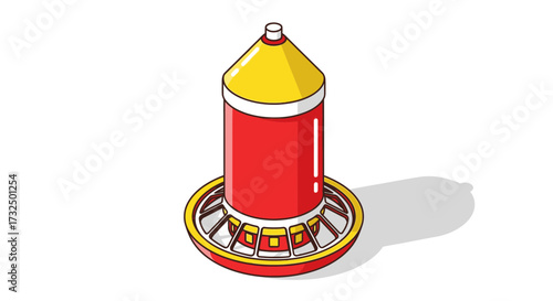 Isolated colorful cartoon of a poultry feeder, perfect for farm concept