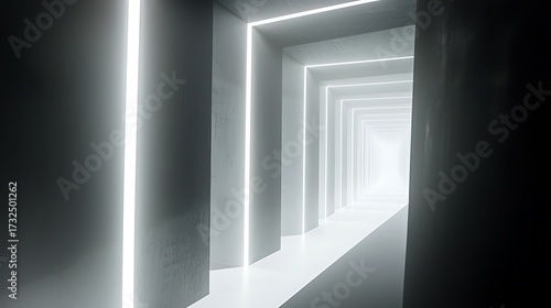 Abstract futuristic 3D bars glowing digital charts financial minimal background dark surface