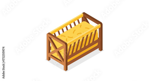Isometric baby cot illustration, childhood and parenting essential design