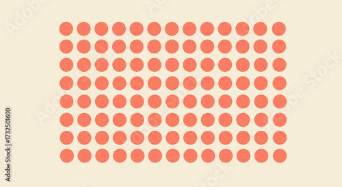 Peach dots neatly arranged in rows and columns on a beige background