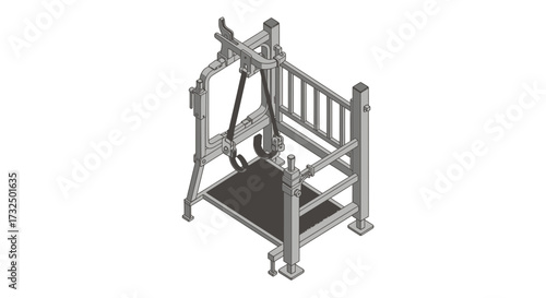 Isometric Exercise Machine Illustration with Detailed Structure and Design