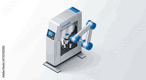 Isometric Illustration of an Automatic Robotic Arm for Modern Industry
