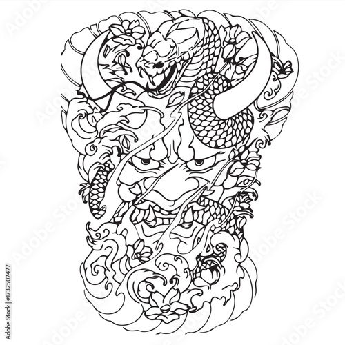 Kabuki and the Snake tattoo  003