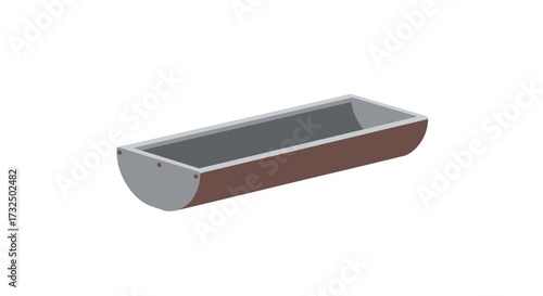 Isometric metal trough for construction or agricultural usage on white
