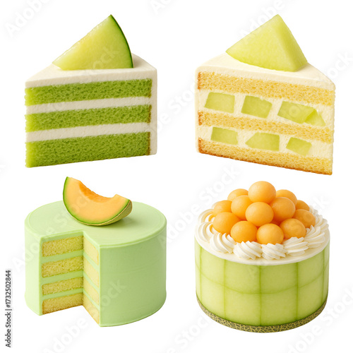 melon cake, collection, isolated object, edit asset, stock image, 4k