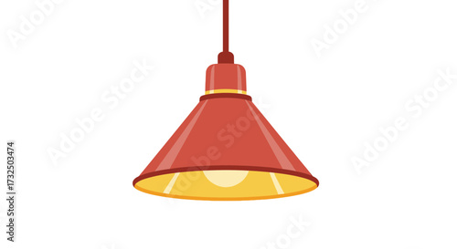 Stylish interior lighting with red hanging lamp for contemporary design