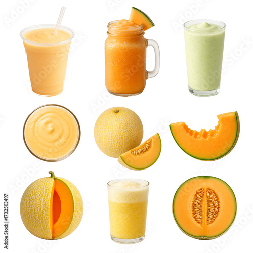 melon smootie, collection, isolated object, edit asset, stock image, 4k