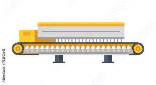 Stylized conveyor belt illustration for industrial processes depiction