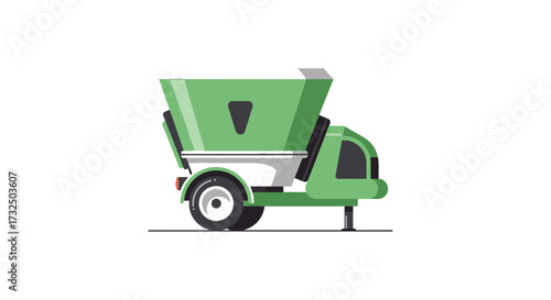 Stylized green fertilizer spreader for agricultural use illustration