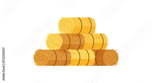 Stylized haystack illustration depicting rural harvest on white background