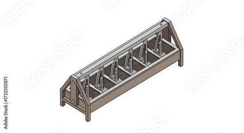 Technical Illustration of a Detailed Rack System in Isometric View