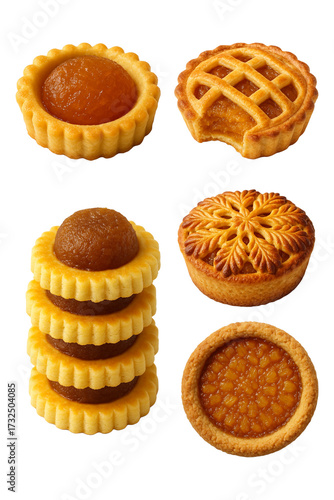 pineapple tart, collection, isolated object, edit asset, stock image, 4k