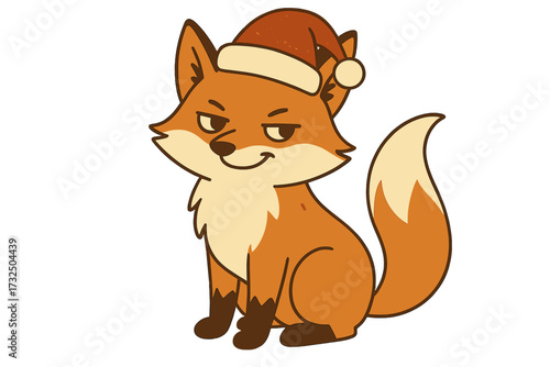 Naughty fox Christmas character. Funny holiday quote. I'm the reason Santa has a naughty list. Cute animal in Santa hat for greeting card or print. Flat vector illustration.