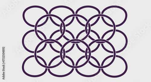 Overlapping circles create a structured, woven-like pattern