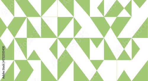 Abstract geometric pattern a green and white mosaic of triangles, arranged in a seemingly random design