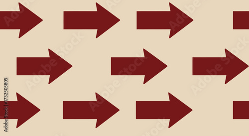 Arrow pattern with red arrows pointing right on cream background