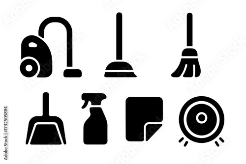 Modern and traditional household cleaning tools and equipment for maintaining a tidy living space and promoting hygiene