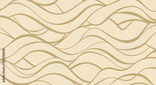 Flowing beige pattern curved shapes with tan outlines on light beige background