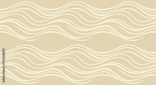 Tan backdrop with stylized, flowing white waves