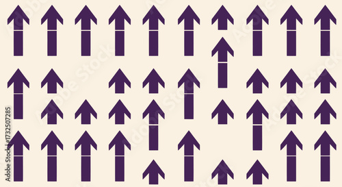 Arrows in rows point up and outward, some without bases