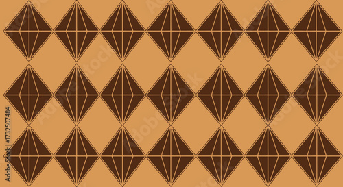 Brown diamonds with linear divisions on orange background