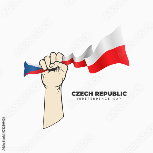 Happy Czech Republic Independence Day October 28th with hands holding the flag