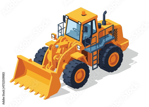 isometric construction vehicles isolated on a white background, vector illustration, depicting transportation and machinery equipment