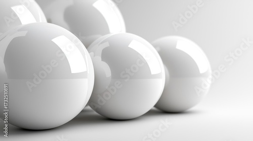 Glossy White Spheres Minimalist Abstract Composition