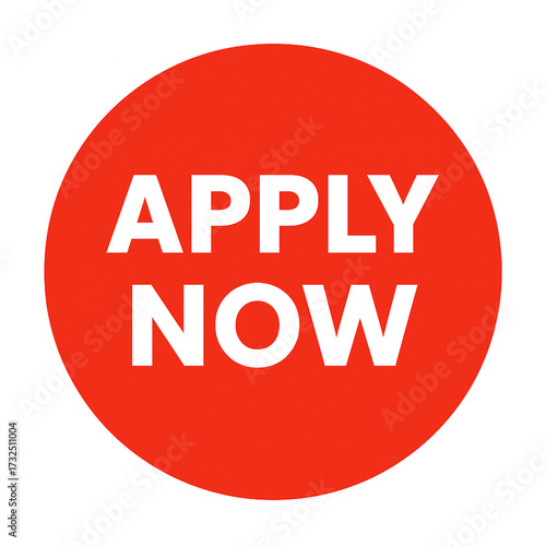 Circular red button with bold white text "APPLY NOW". Modern call-to-action design for jobs, admissions, scholarships, websites, apps, banners, promotions, ecommerce, and digital marketing.
