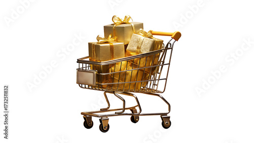 shopping cart with gold coins