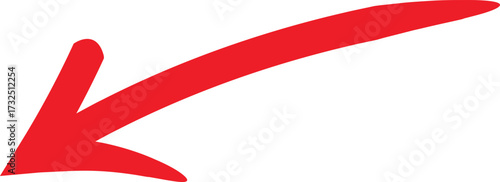 Hand drawn red arrow isolated on white background red marker highlight arrow shape
