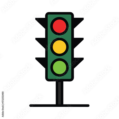 Traffic Control Light Signal On White Background