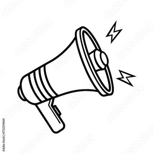 Electric Megaphone With Sound On White Background