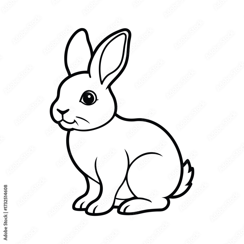 Obraz premium Baby Rabbit Line Art On White Background