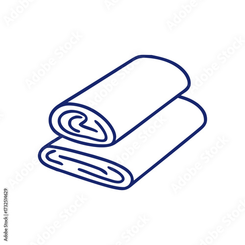 Clean white rolled towels with blue outlines on a black background representing hygiene and comfort