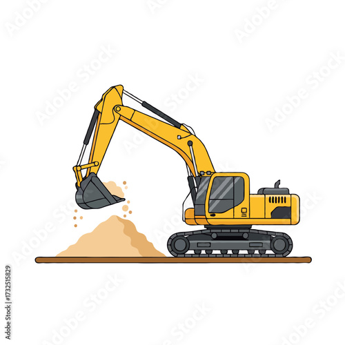 excavator on white background
