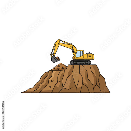excavator on a white background