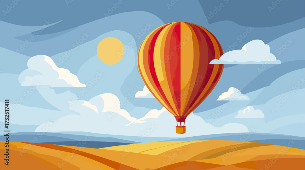 Fototapeta premium Hot air balloon over golden fields