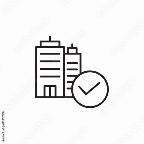 building apartment check mark icon sign vector