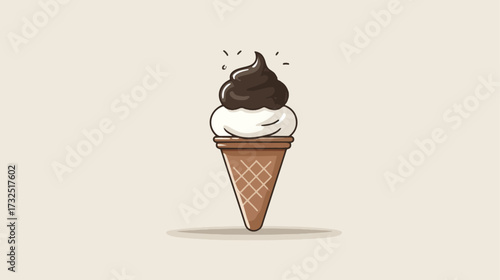Ice cream cone with chocolate topping