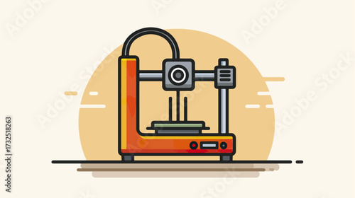 Orange 3 d printer illustration