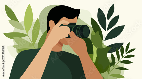 Person taking photograph in nature