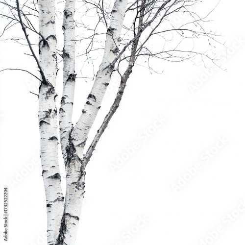 Majestic White Birch Tree with Textured Bark and Sparse Branches