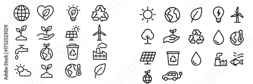 Icons representing sustainability and environmental conservation in modern design
