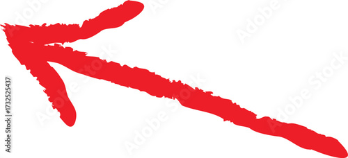 Hand drawn red arrow pointing to the left isolated on white background for direction concept