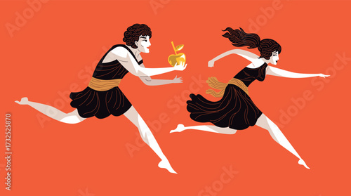 atalanta running with suitor throwing golden apple in race