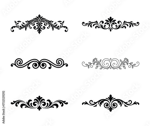 Collection of ornate decorative borders and dividers isolated on white background