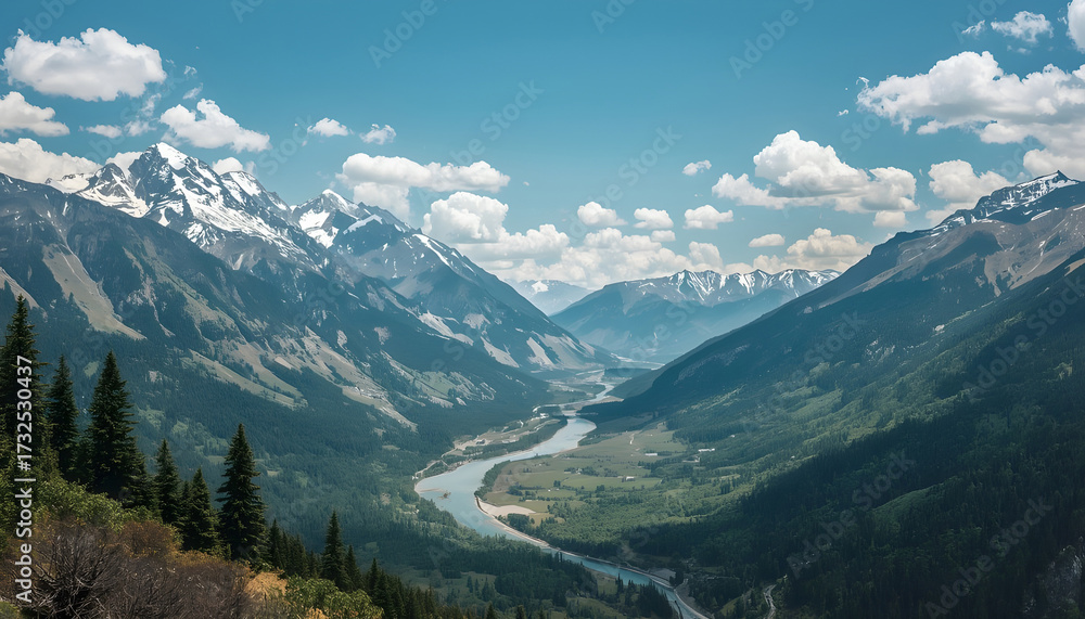 Obraz premium view of mountains with river