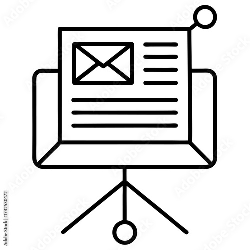 Presentation board with email and text content illustration for business meeting and online communication