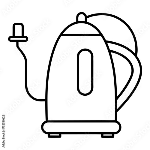 Electric kettle vector outline icon for tea and coffee preparation simplicity in design